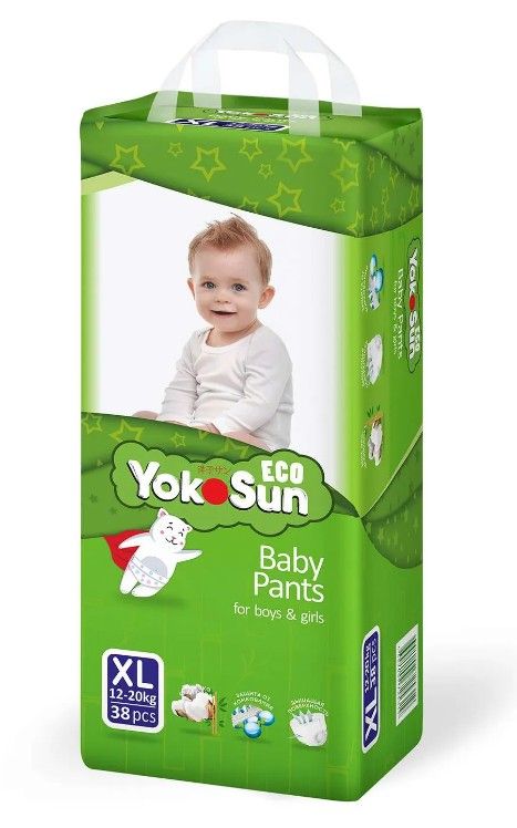 Yokosun Eco Подгузники-трусики детские, XL, 12-20 кг, 38 шт.