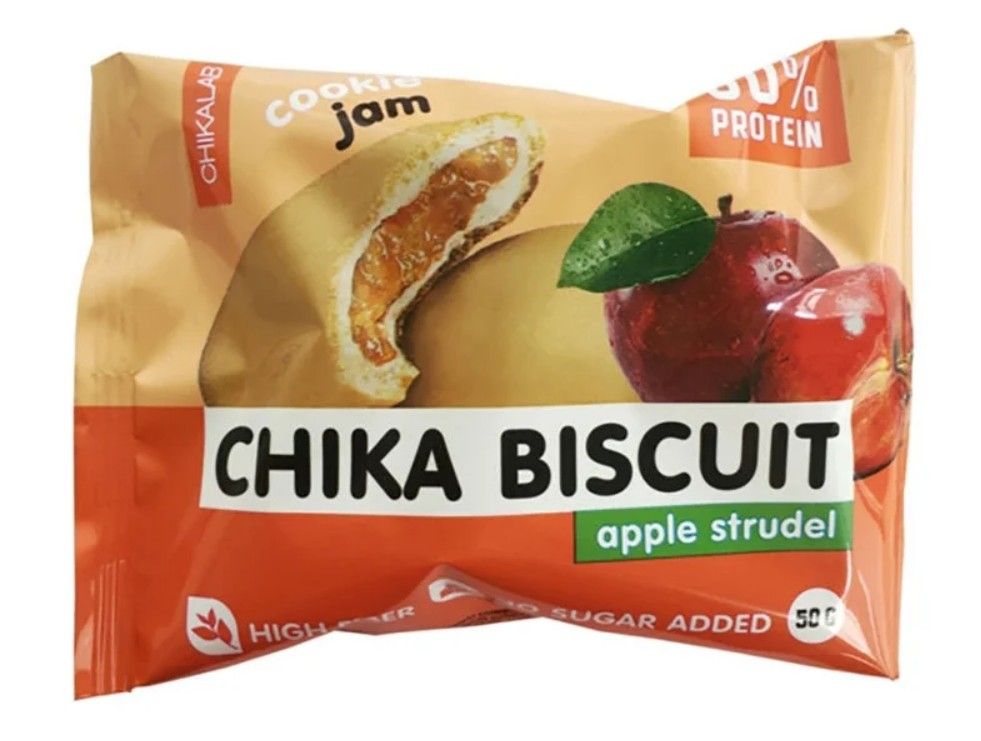 фото упаковки Chikalab Chika Biscuit Печенье протеиновое бисквитное Яблочный штрудель