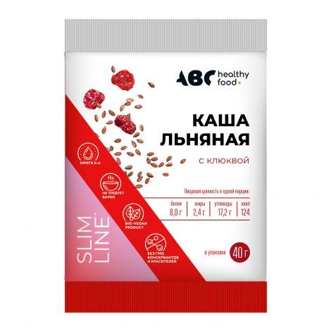 ABC Healthy Food каша льняная с клюквой, каша, 40 г, 1 шт.