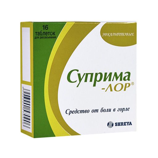 Суприма-ЛОР, таблетки для рассасывания, с ароматом эвкалипта, 16 шт.