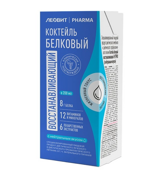 Леовит Pharma Коктейль белковый восстанавливающий, для детей с 3 лет и взрослых, напиток, нейтральный, 200 мл, 1 шт.