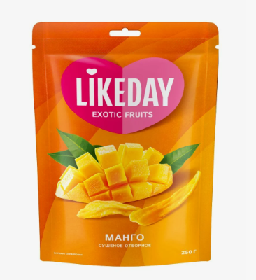 Вкусы мира Likeday манго сушеное, 100 г, 1 шт.