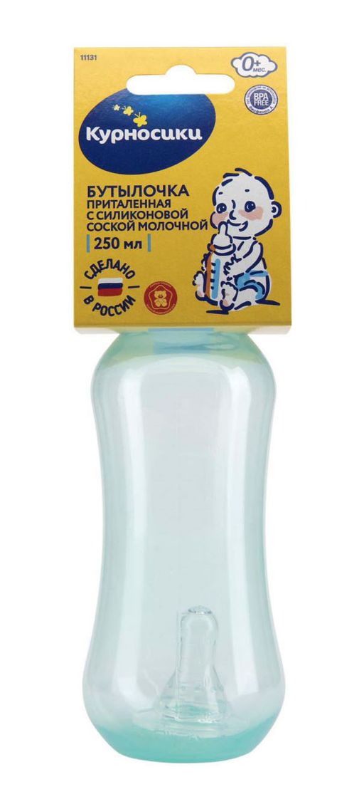 Курносики бутылочка с силиконовой соской 0+, арт. 11131, в ассортименте, 250 мл, 1 шт.